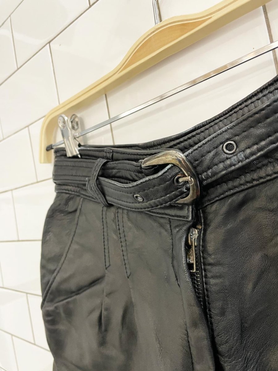 vintage high rise belted leather shorts - good market thrift store