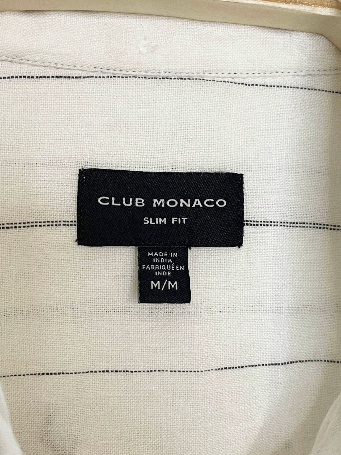 club monaco 100% linen pinstripe boxy crop shirt | made in India