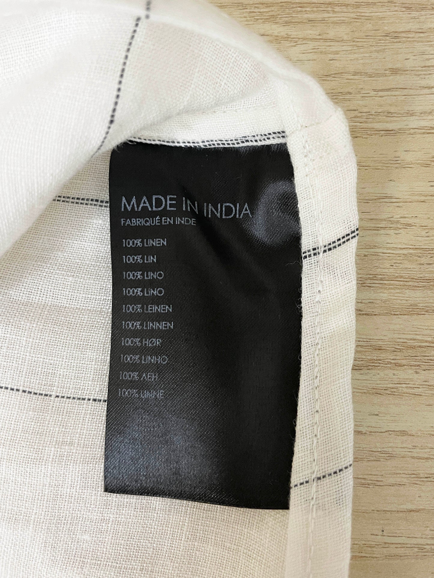 club monaco 100% linen pinstripe boxy crop shirt | made in India