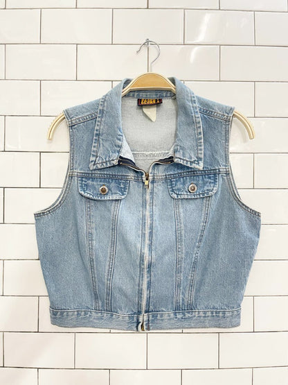 vintage 90s faded glory zip denim vest top - good market thrift store