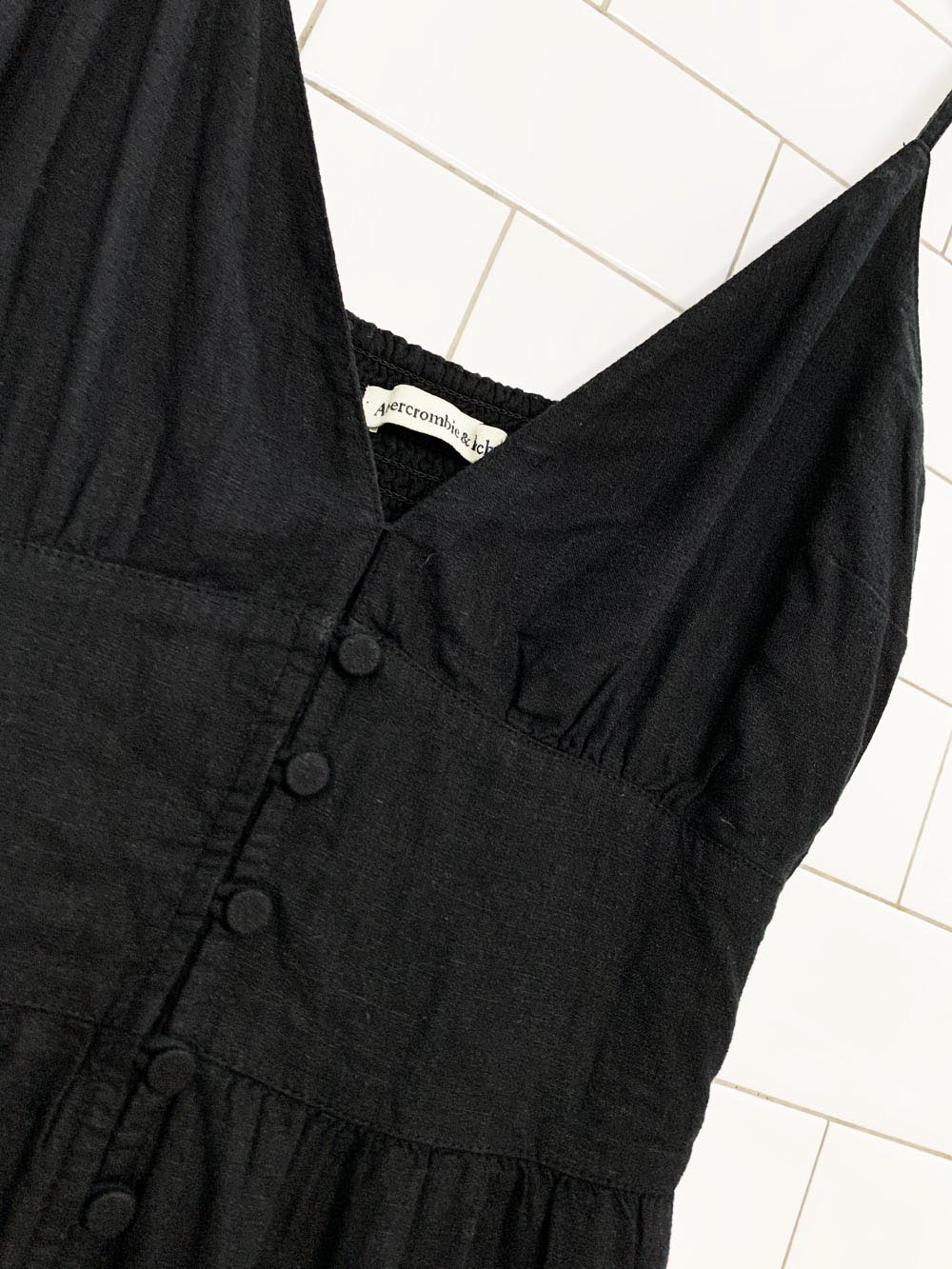 abercrombie & fitch linen-blend tiered maxi dress