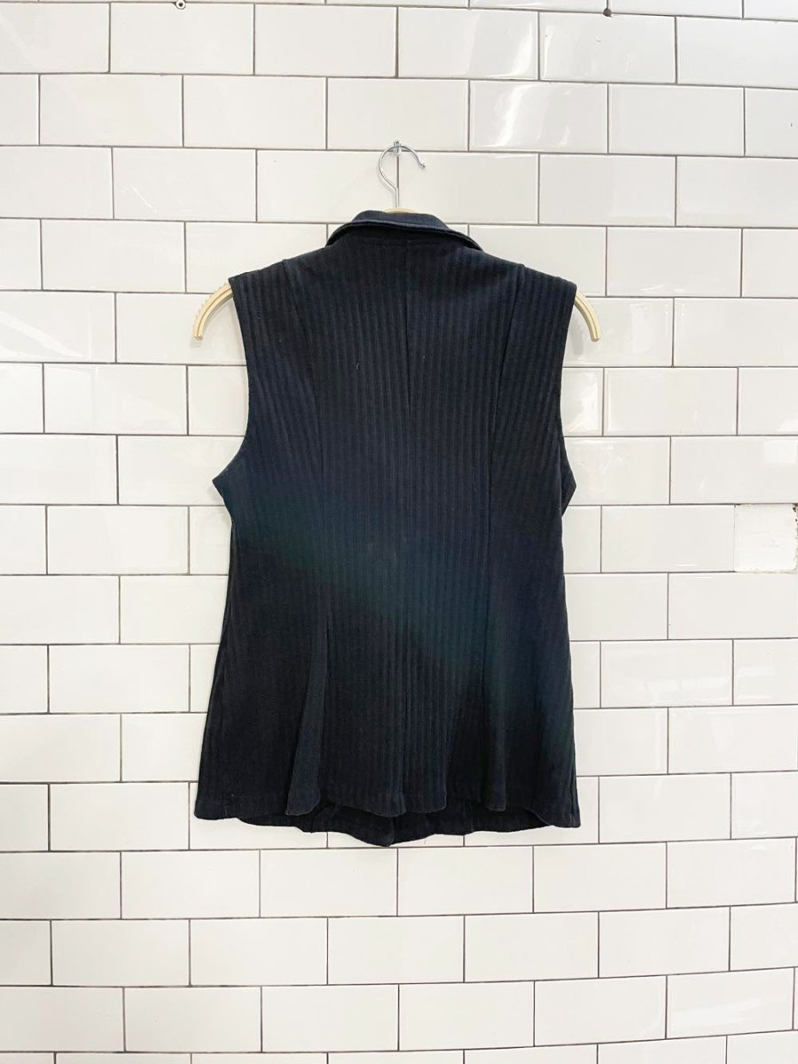 vintage 90s ribbed collared sleeveless shirt - good market thrift store