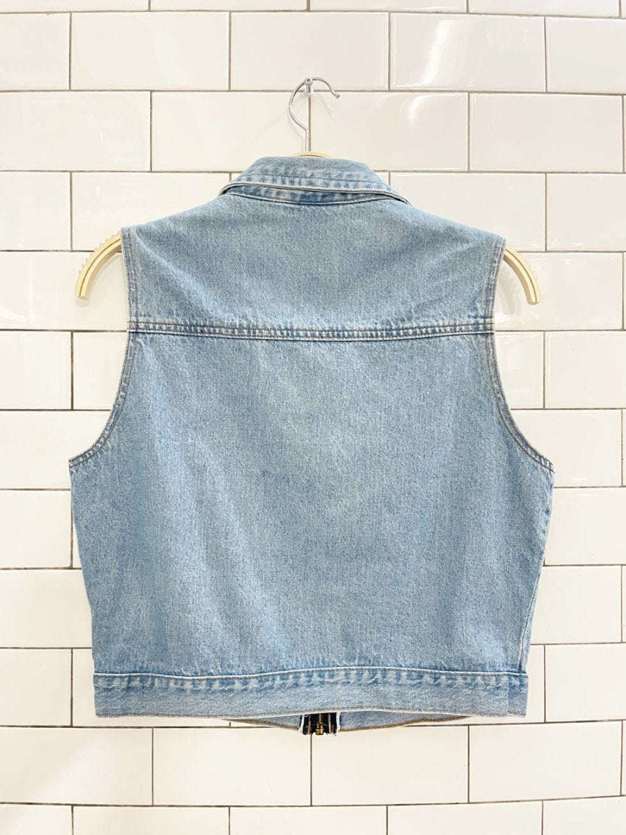 vintage 90s faded glory zip denim vest top - good market thrift store