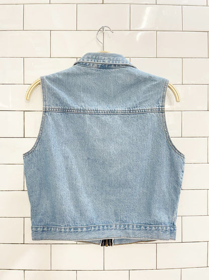 vintage 90s faded glory zip denim vest top - good market thrift store