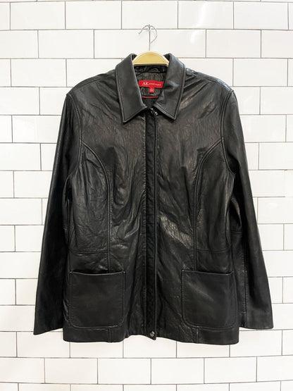 vintage 00s anne klein butter leather minimal zip jacket - good market thrift store