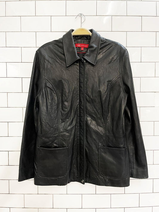 vintage 00s anne klein butter leather minimal zip jacket - good market thrift store