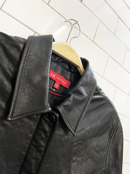 vintage 00s anne klein butter leather minimal zip jacket - good market thrift store