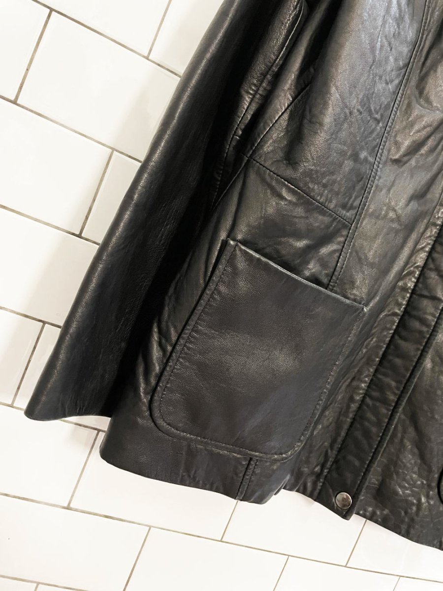 vintage 00s anne klein butter leather minimal zip jacket - good market thrift store