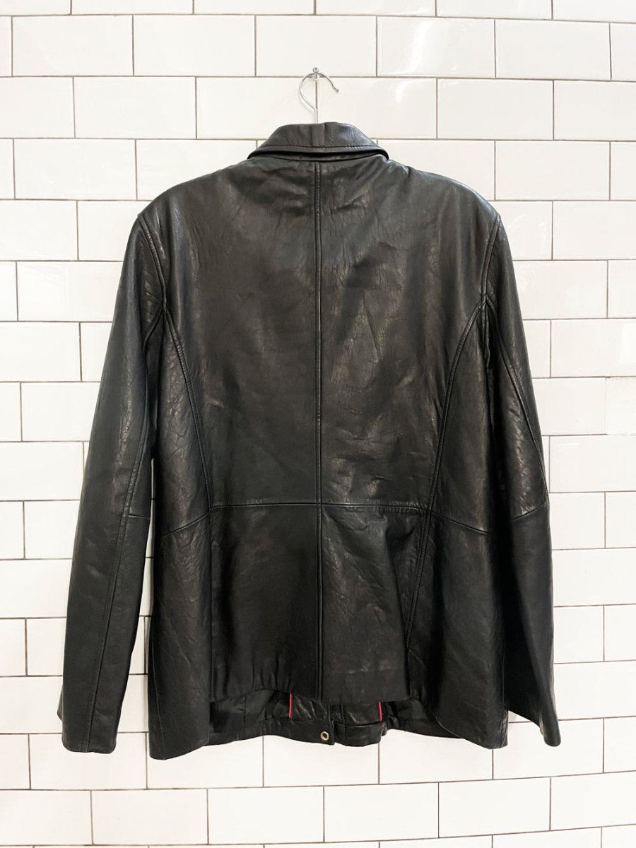 vintage 00s anne klein butter leather minimal zip jacket - good market thrift store