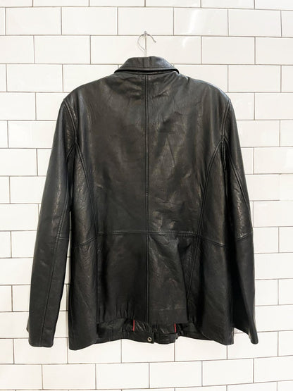 vintage 00s anne klein butter leather minimal zip jacket - good market thrift store