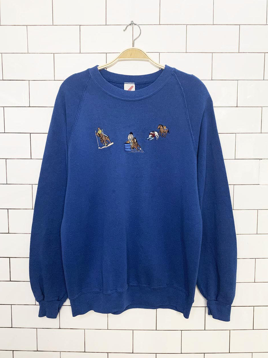 vintage 90s jerzees rodeo embroidery sweatshirt | made in usa