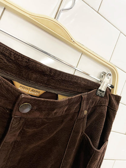 y2k point zero faux suede panelled maxi skirt - good market thrift store