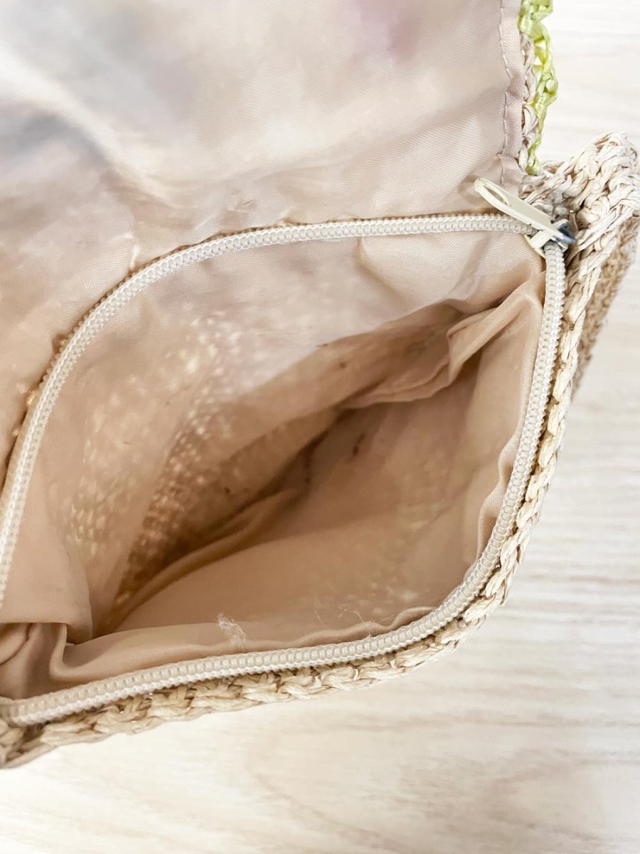 vintage straw floral crossbody bag - good market thrift store