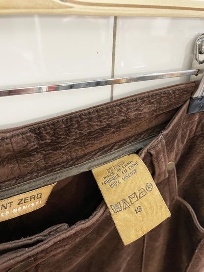 y2k point zero faux suede panelled maxi skirt - good market thrift store