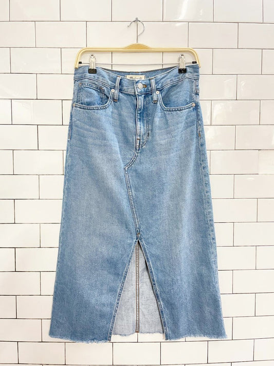 madewell the riley denim midi skirt - good market thrift store