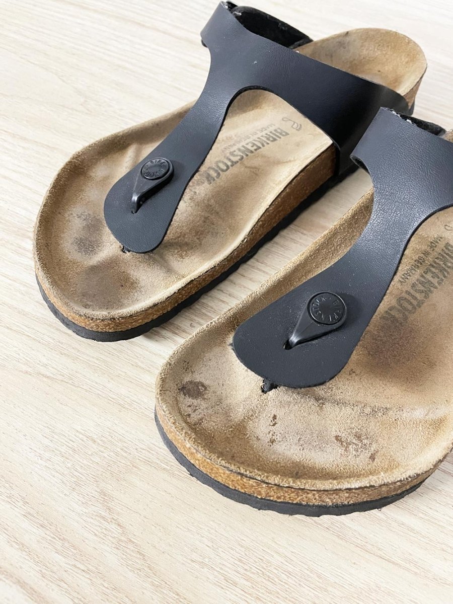 birkenstock gizeh black leather sandals - good market thrift store