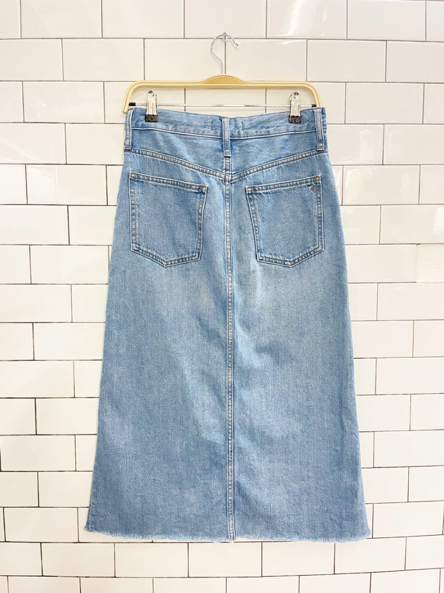 madewell the riley denim midi skirt - good market thrift store