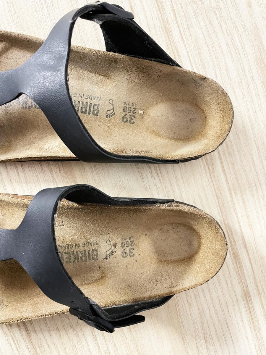 birkenstock gizeh black leather sandals - good market thrift store