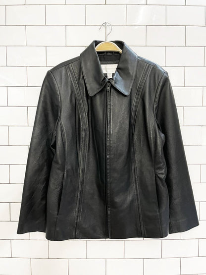 vintage 00s worthington soft leather minimal zip jacket - good market thrift store