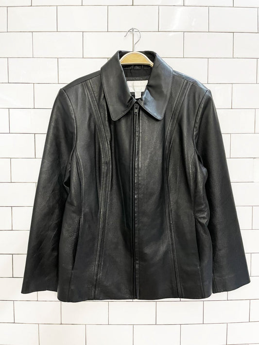 vintage 00s worthington soft leather minimal zip jacket - good market thrift store