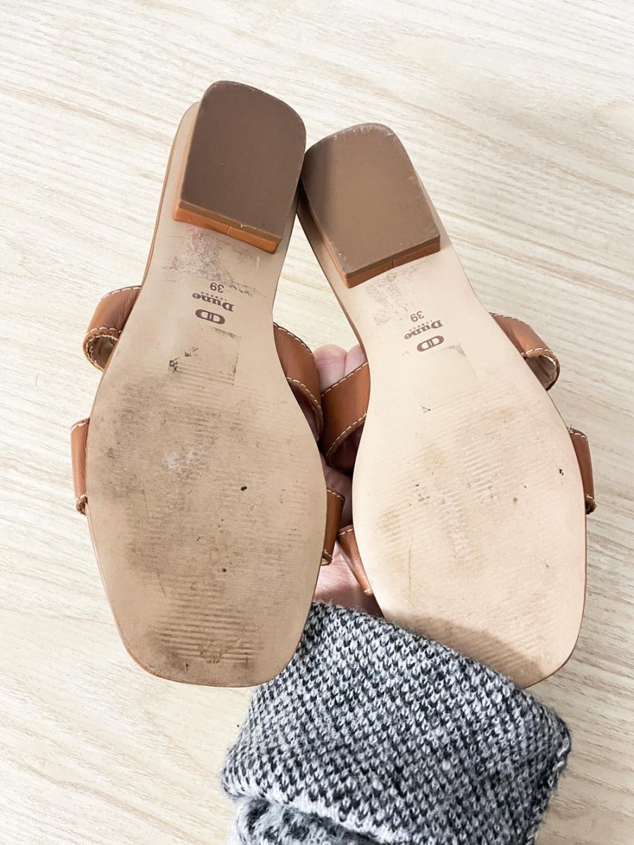 dune london loupe leather slide sandal - good market thrift store