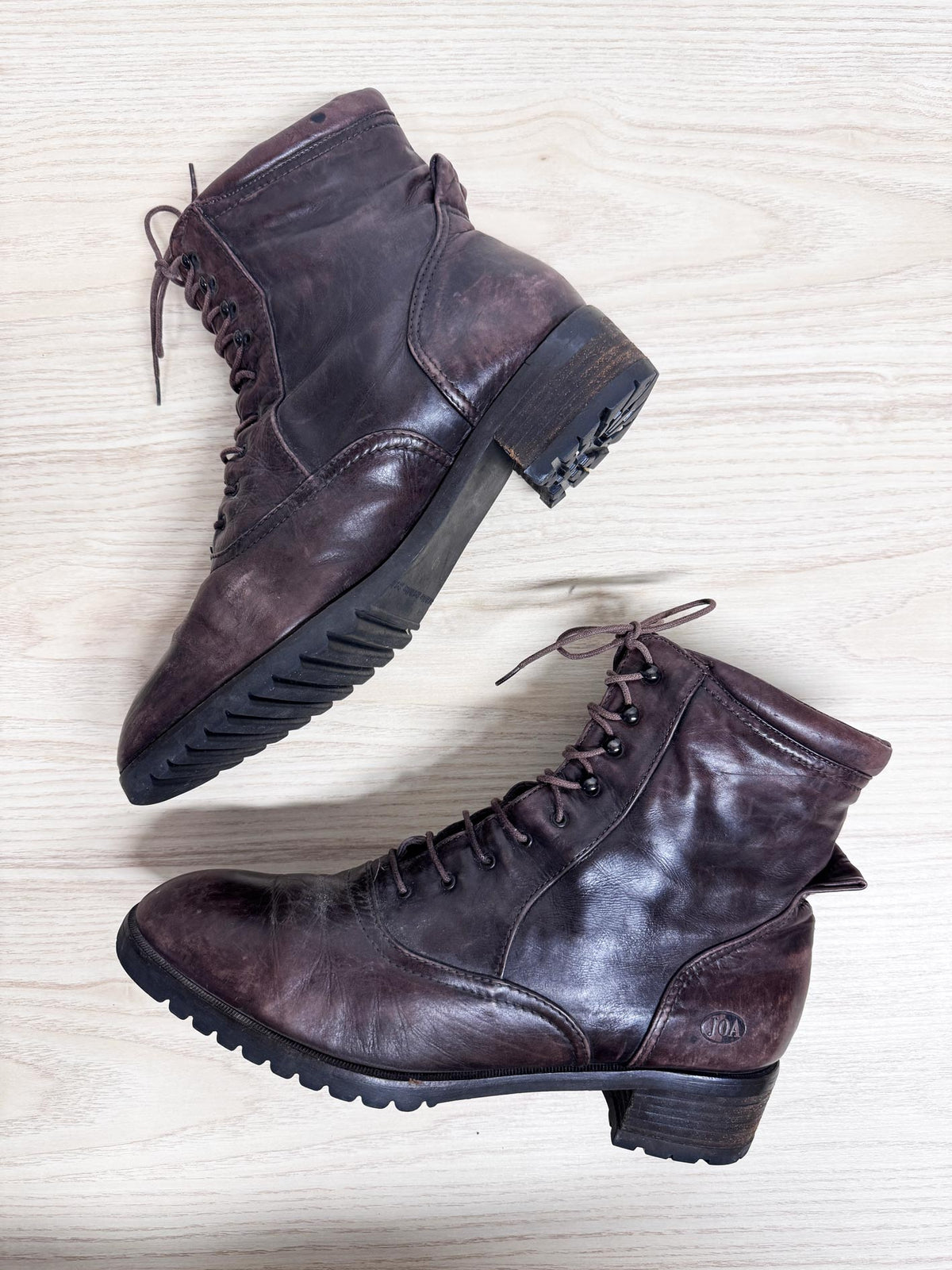 vintage JOA butter leather fleece wool lined lace up boot | lambskin