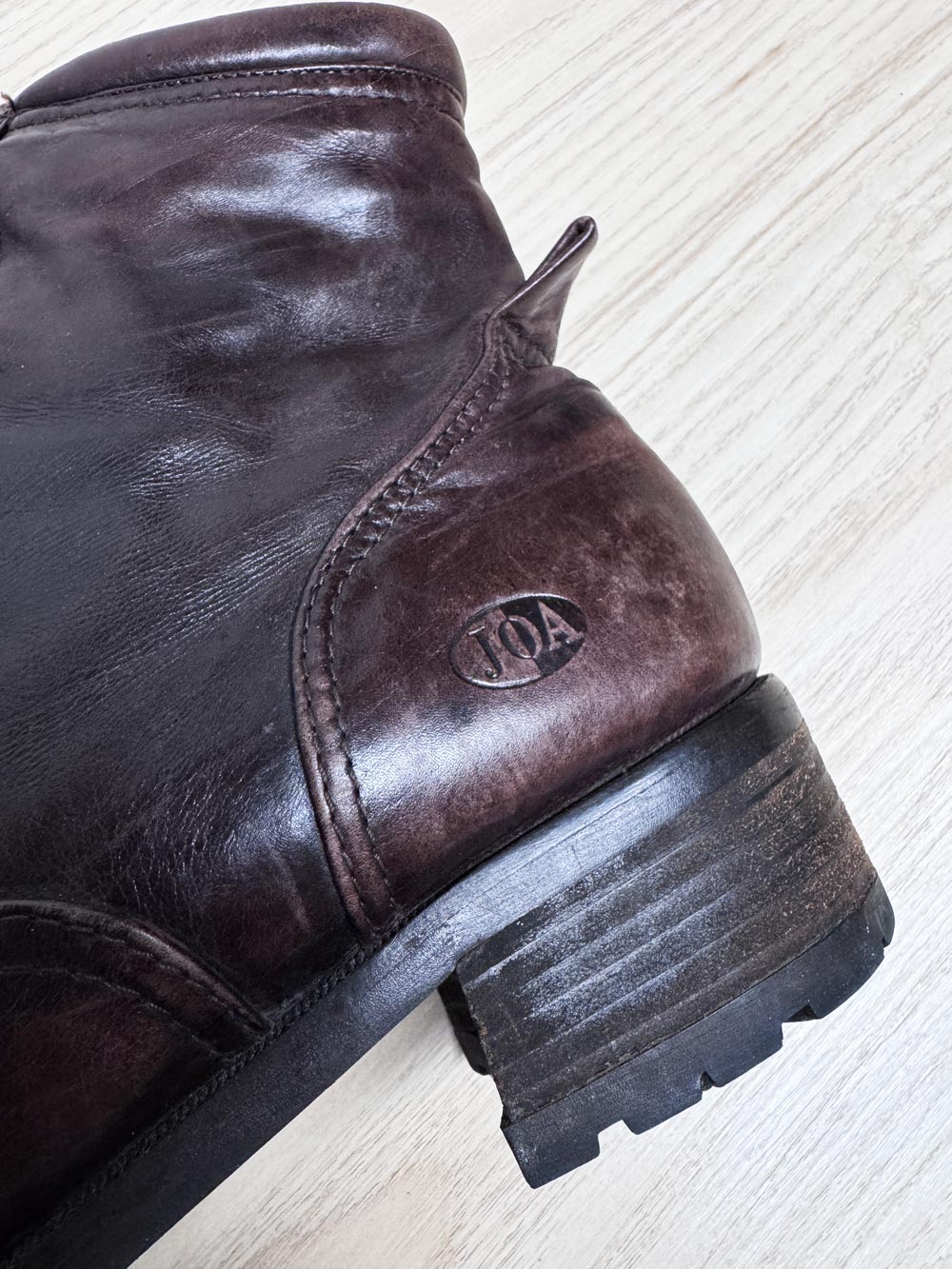 vintage JOA butter leather fleece wool lined lace up boot | lambskin