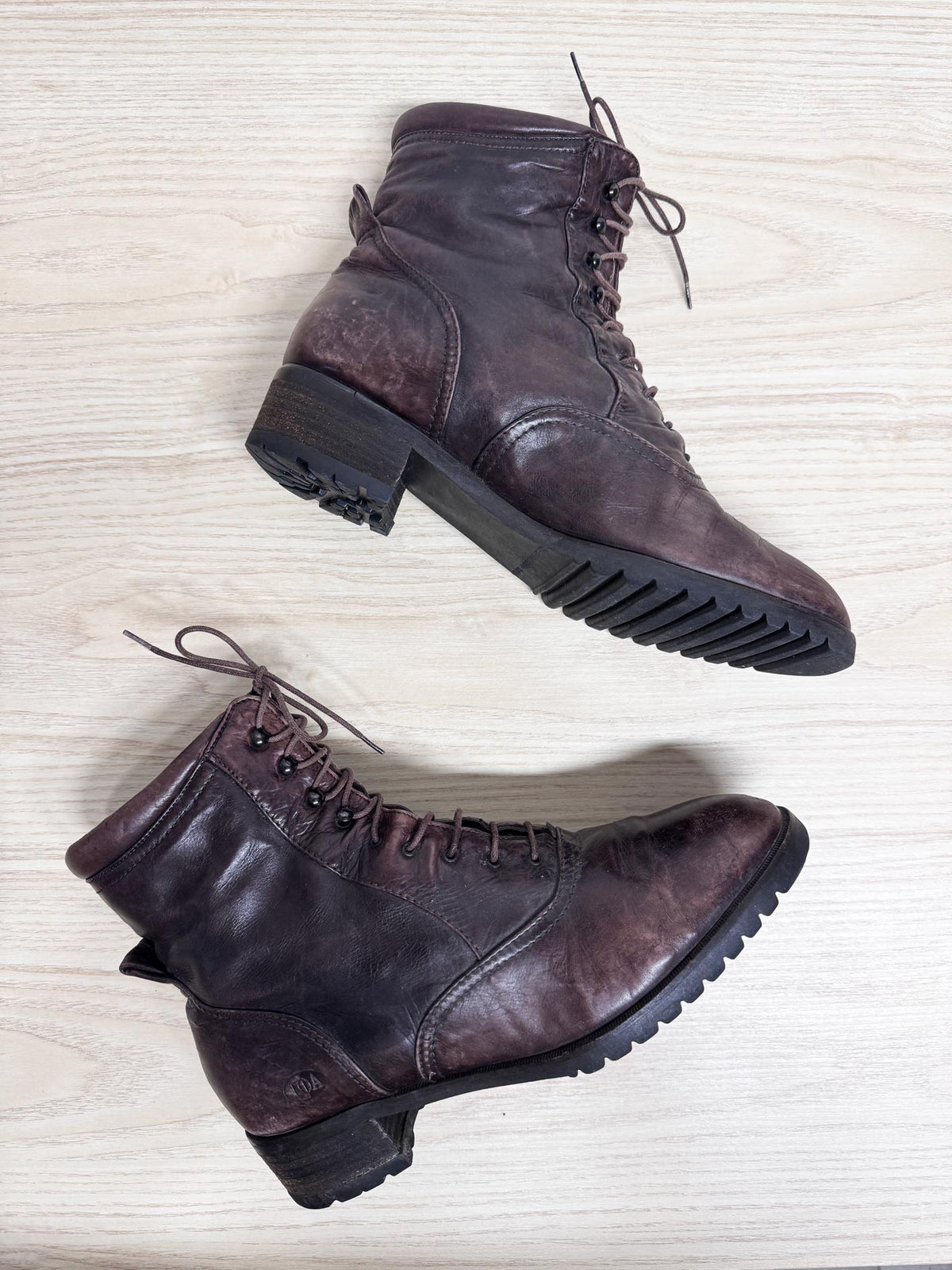 vintage JOA butter leather fleece wool lined lace up boot | lambskin