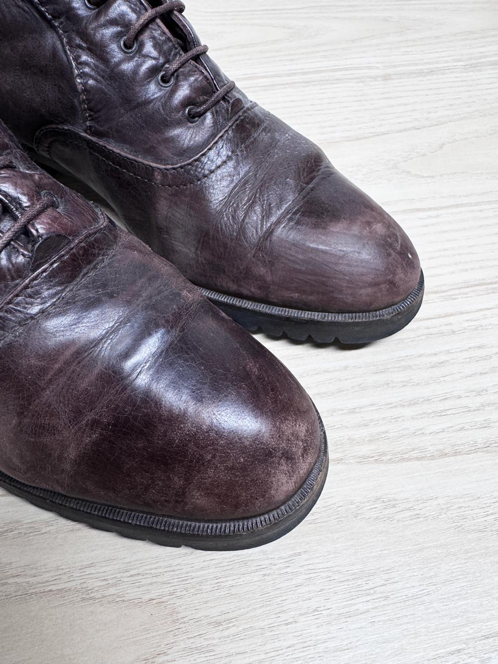 vintage JOA butter leather fleece wool lined lace up boot | lambskin