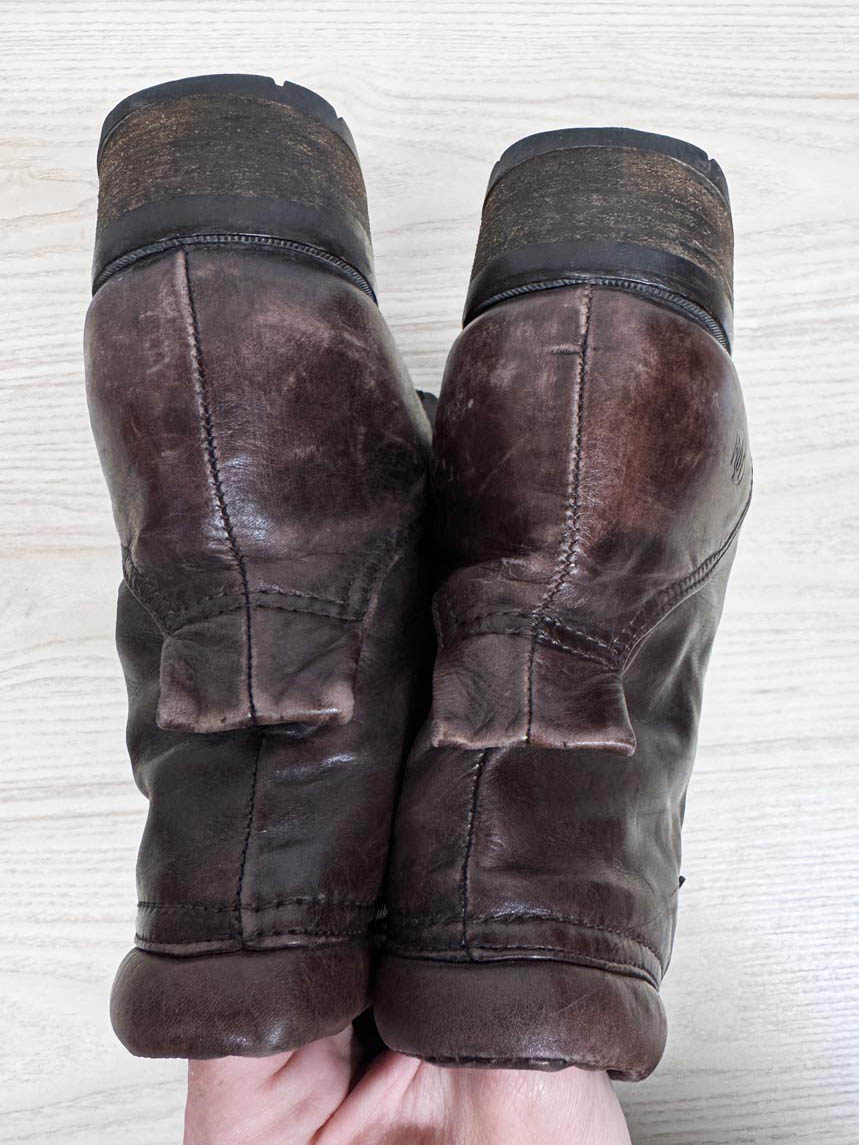vintage JOA butter leather fleece wool lined lace up boot | lambskin