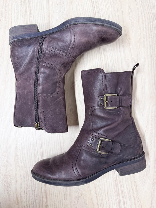 enzo angiolini rustic leather moto boots