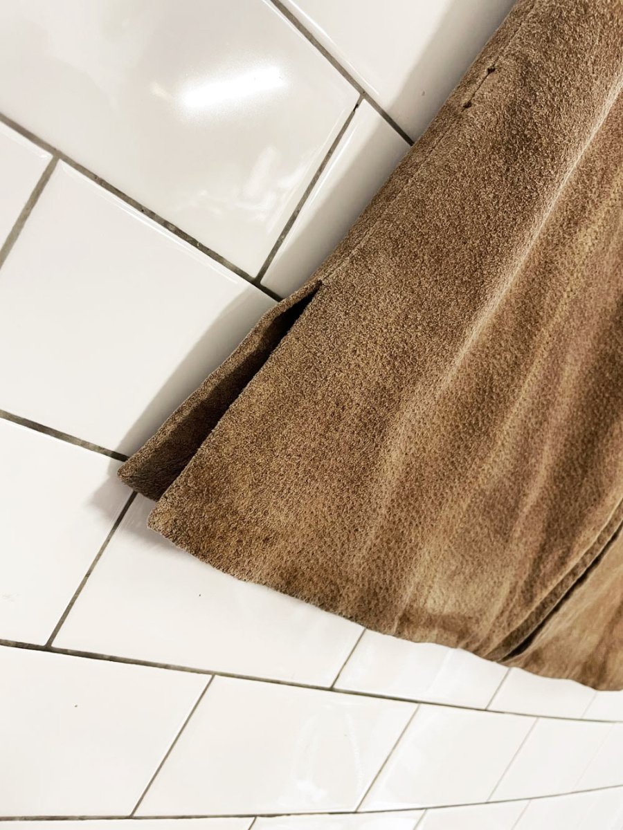 vintage 00s RTG patchwork suede minimal zip vest - good market thrift store