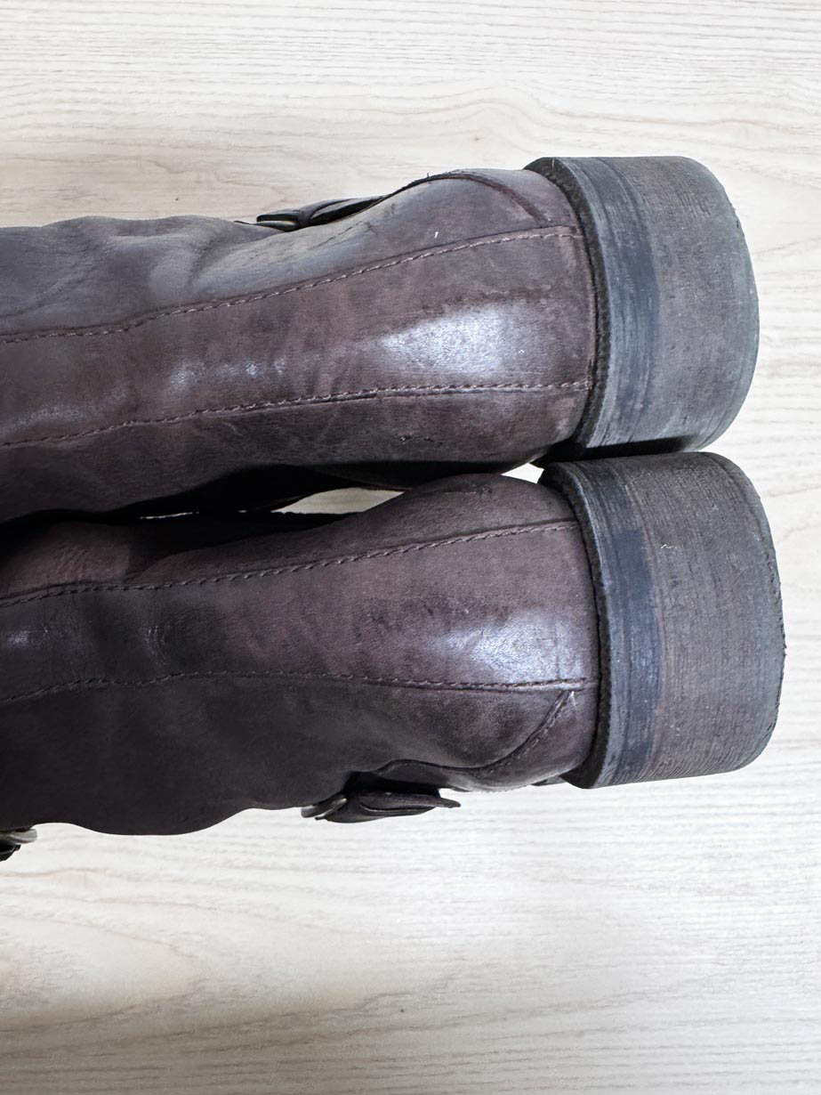 enzo angiolini rustic leather moto boots