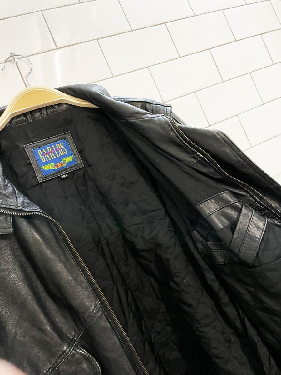 vintage 90s carlos soft leather bomber jacket - good market thrift store