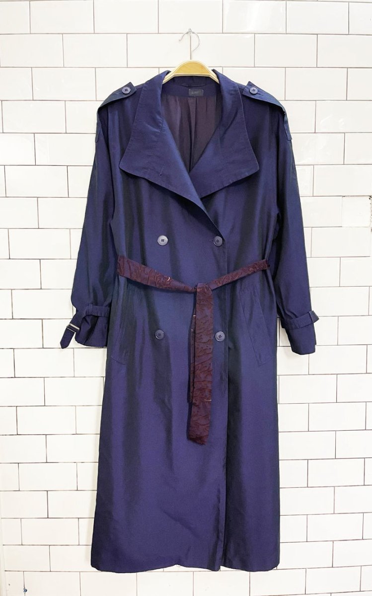 vintage 80s petite madmoiselle irredescent trench coat - good market thrift store