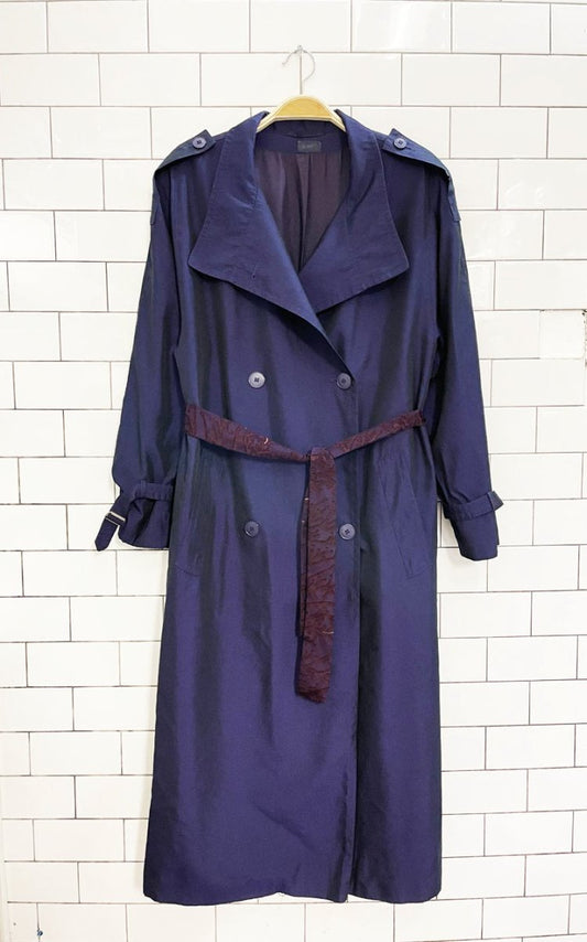 vintage 80s petite madmoiselle irredescent trench coat - good market thrift store