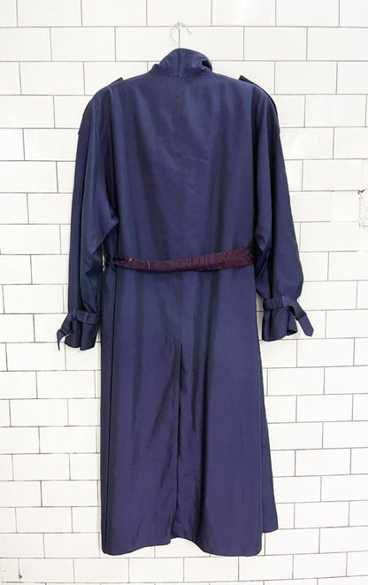 vintage 80s petite madmoiselle irredescent trench coat - good market thrift store
