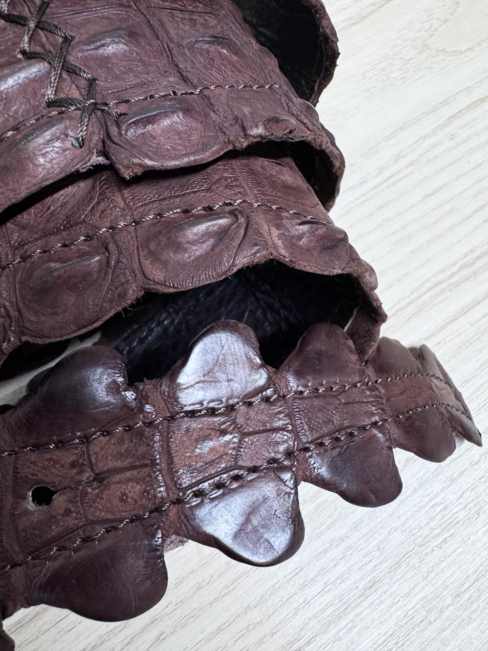 vintage crocodile leather dorsal scute belt