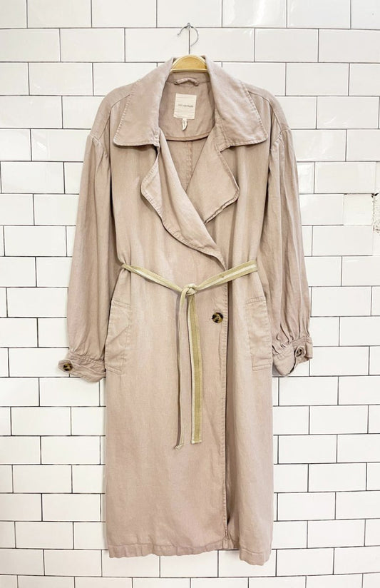 avec les filles 100% linen balloon sleeve trench coat | lagenlook | anthropologie - good market thrift store