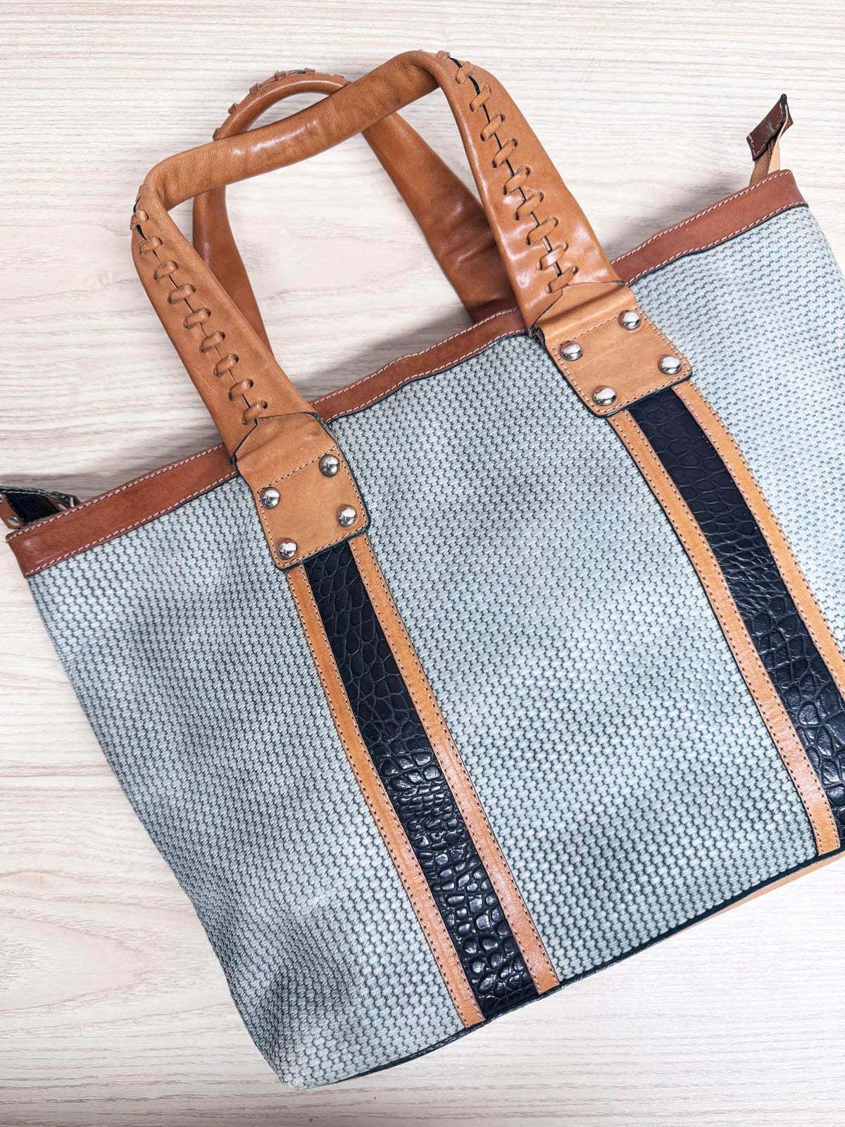 claudia firenze woven leather tote bag carry-all | made in Italy