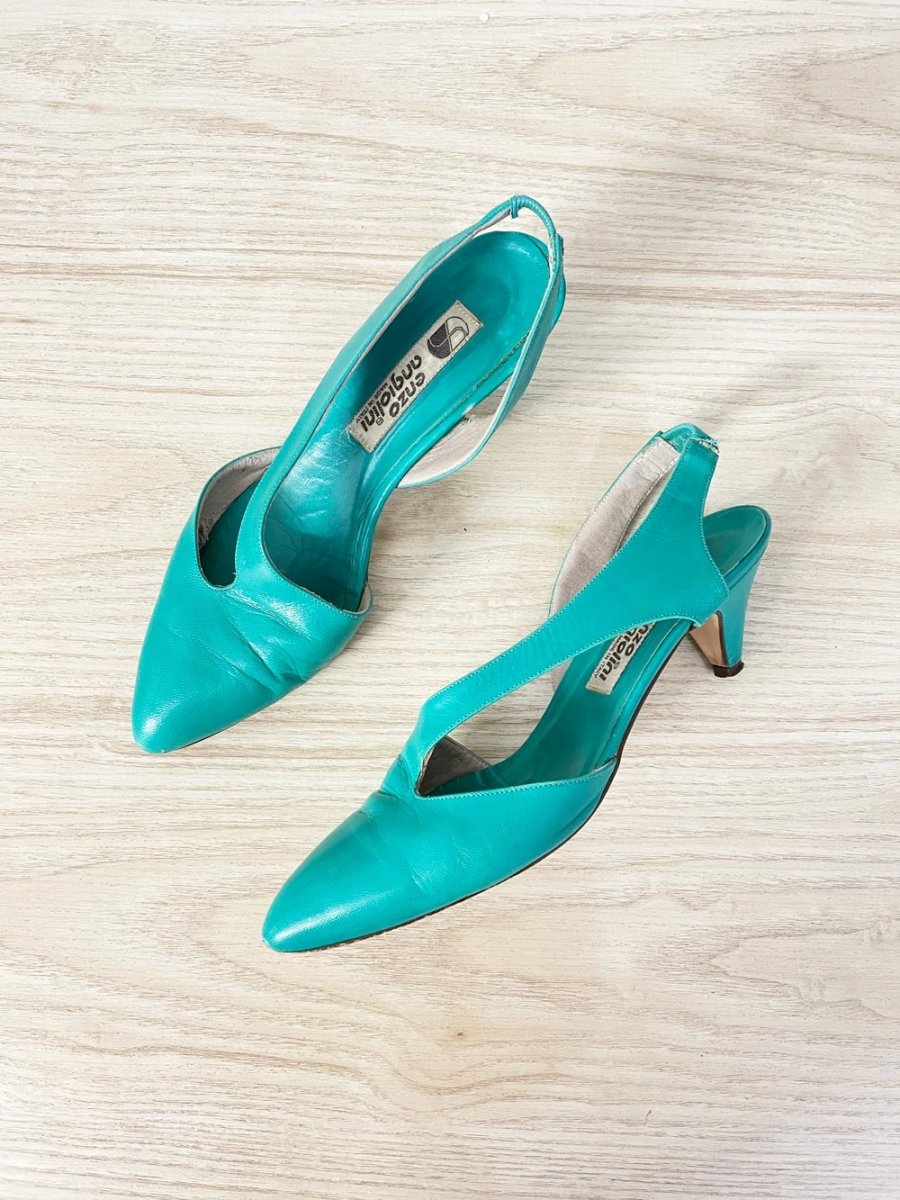 vintage 80s enzo angiolini italy leather slingback heels - good market thrift store