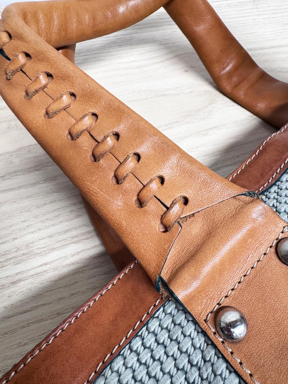 claudia firenze woven leather tote bag carry-all | made in Italy