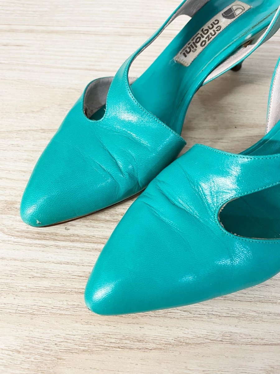 vintage 80s enzo angiolini italy leather slingback heels - good market thrift store