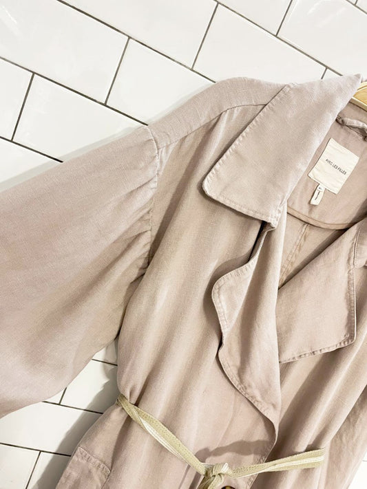 avec les filles 100% linen balloon sleeve trench coat | lagenlook | anthropologie - good market thrift store