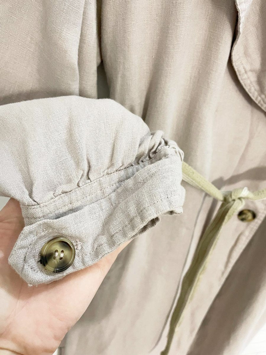 avec les filles 100% linen balloon sleeve trench coat | lagenlook | anthropologie - good market thrift store