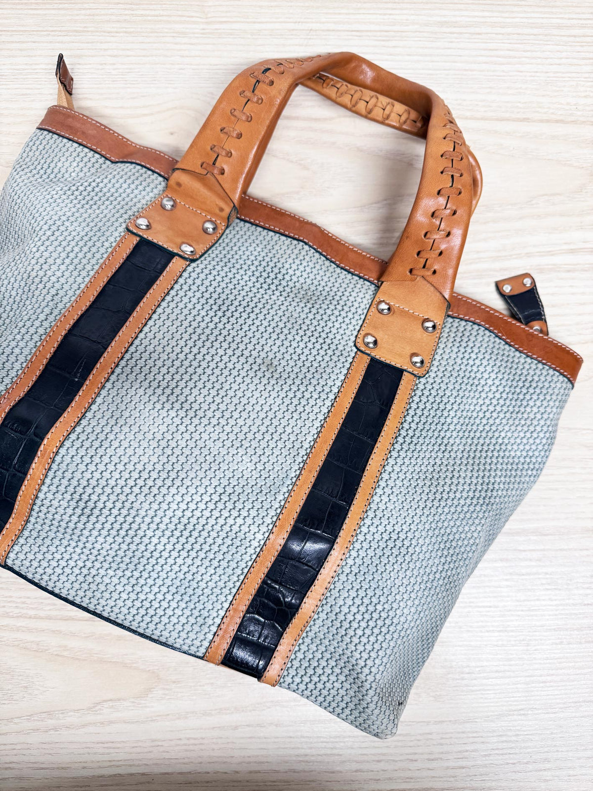 claudia firenze woven leather tote bag carry-all | made in Italy