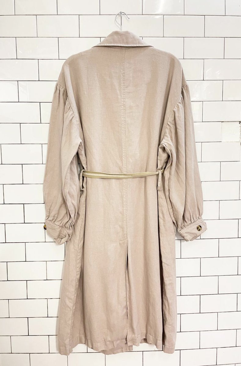 avec les filles 100% linen balloon sleeve trench coat | lagenlook | anthropologie - good market thrift store