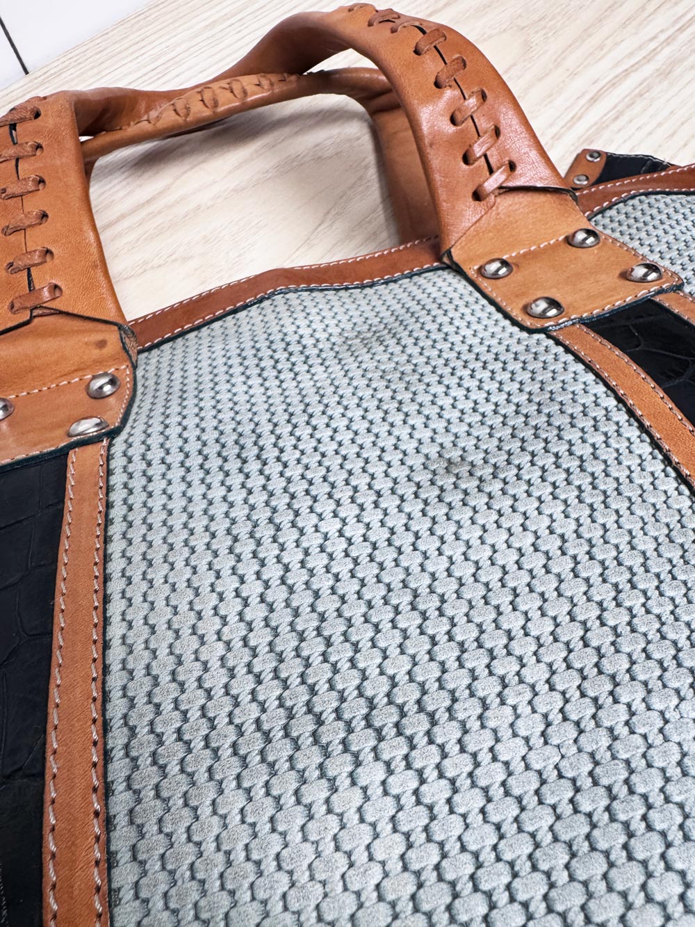 claudia firenze woven leather tote bag carry-all | made in Italy