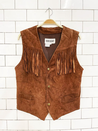 vintage 90s non - stop western fringe suede vest - good market thrift store