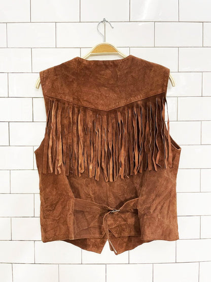 vintage 90s non - stop western fringe suede vest - good market thrift store
